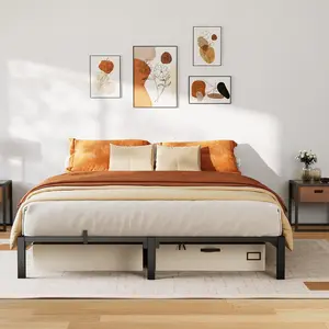 Full Size Bed Frame  10 Inch Metal Platform  No Box Spring Needed No Screws Needed  800 Lbs Capacity  Heavy Duty  Tool-Free Assembly with Reinforced Iron Slats and Legs