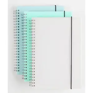 3 Pack A5 Spiral Graph Notebook with 120gsm Thick Paper, Grid Spiral Notebook with Plastic Hardcover and Elastic Band Closure, 80 Sheets Per Pack 5.7x 8.3 inches