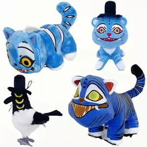New hot Anime Hunters Plush Cute Purple Tiger Black Hat Magpie With 3 Eyes Monster Hunt Girl Group Stuffed For Fans Gifts