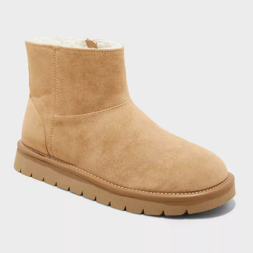 Women's May Faux Suede Booties with Memory Foam Insole - Universal Thread : Ankle Height Zipper Closure Wedge Heel