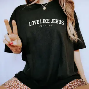 180g[100%cotton]Cotton Short Sleeve T-Shirt Love like Jesus Shirt, Christian Graphic Tee For, Bible Verse Printed T-shirt, Unisex Christian Tshirt, Gift For Jesus Lover, Casual Womenswear