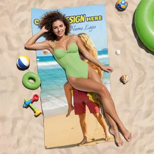 Clearance -Personalized Beach Towel with Photo and Text Bath Towels, Softness Sand Free Microfiber Towels for Beach Pool Swim Gym