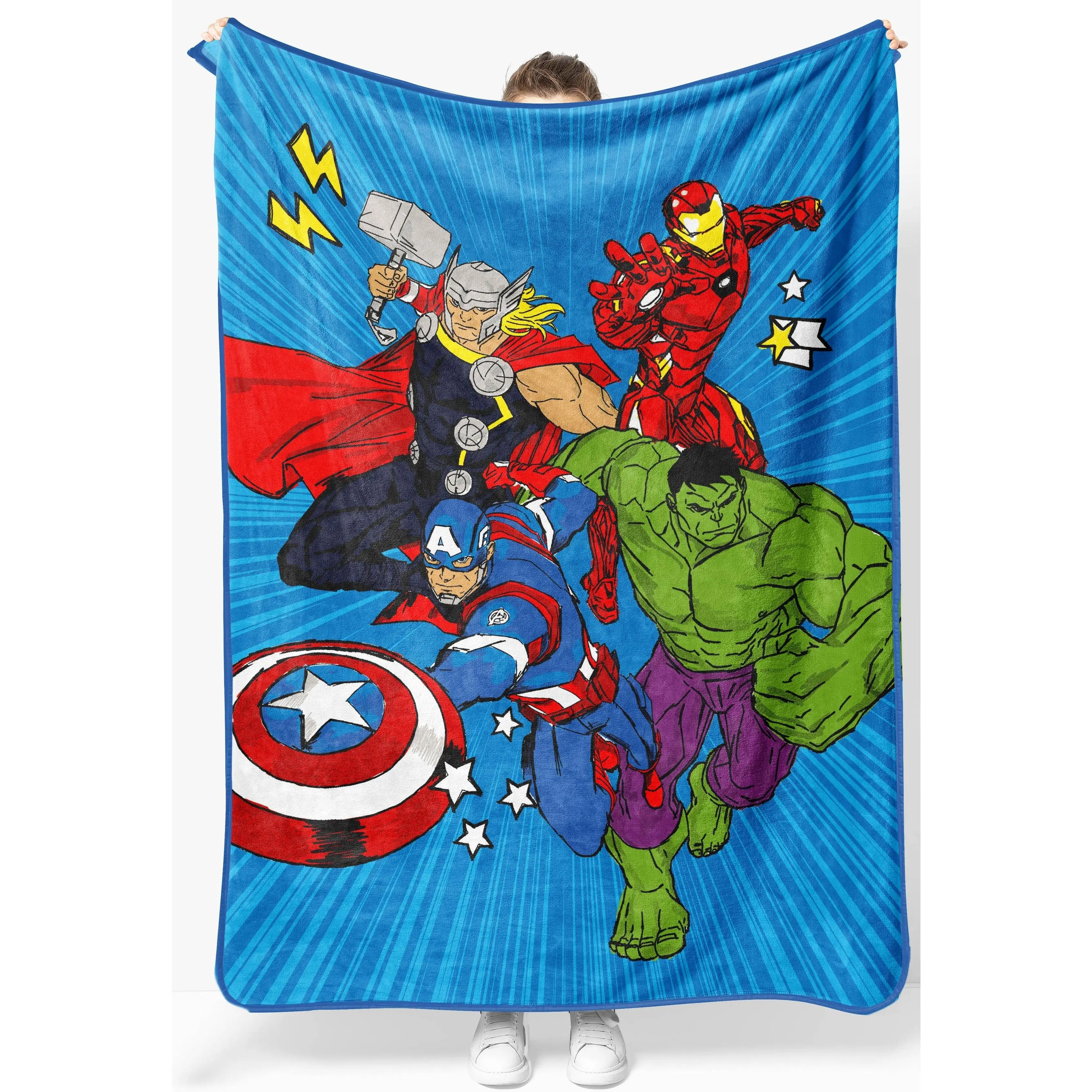 Jay Franco Marvel Avengers Team Up Fluffy Cozy Soft Plush Throw Blanket - Warm Comic Book Aesthetic Gift for Kids, Fluffy Cozy Blankets, Soft Throws Blanket