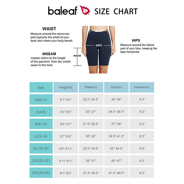 baleaf Women's 8" High Waist Biker Shorts Yoga Running Volleyball Workout Gym with Pockets for Summer