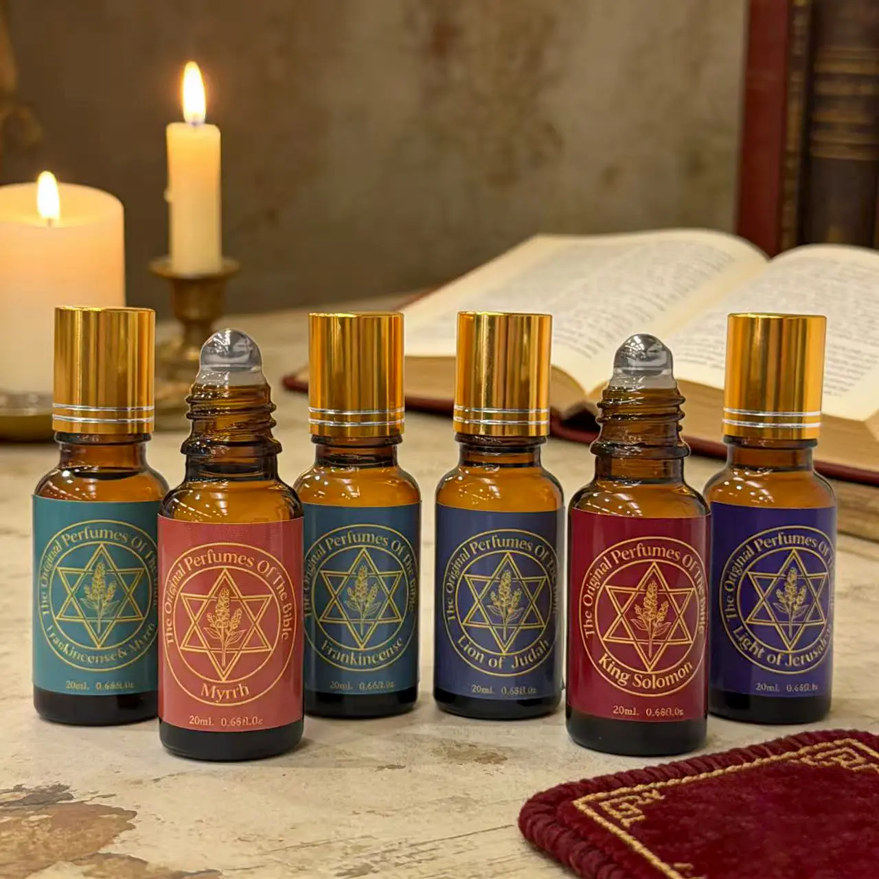 Holy Lands Blessings 6-Pack Anointing Oil Set - Biblical Scents, 20ml Each, Spiritual Items, for Prayer Rituals & Home Fragrance Supply, Six Packs