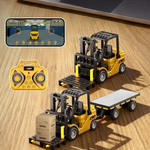 1:64 Remote Control Forklift Crane Combo RC Construction Vehicle with Lights & Sounds, APP Phone Connection, Battery Included, Gifts for Kids, Valentine's Day Gifts for Boys