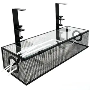 Under Desk Cable Management Tray, 1 Pack, Thin Steel Cord Organizer, No Drill Clamp Mount, Wire Management for Office Desk