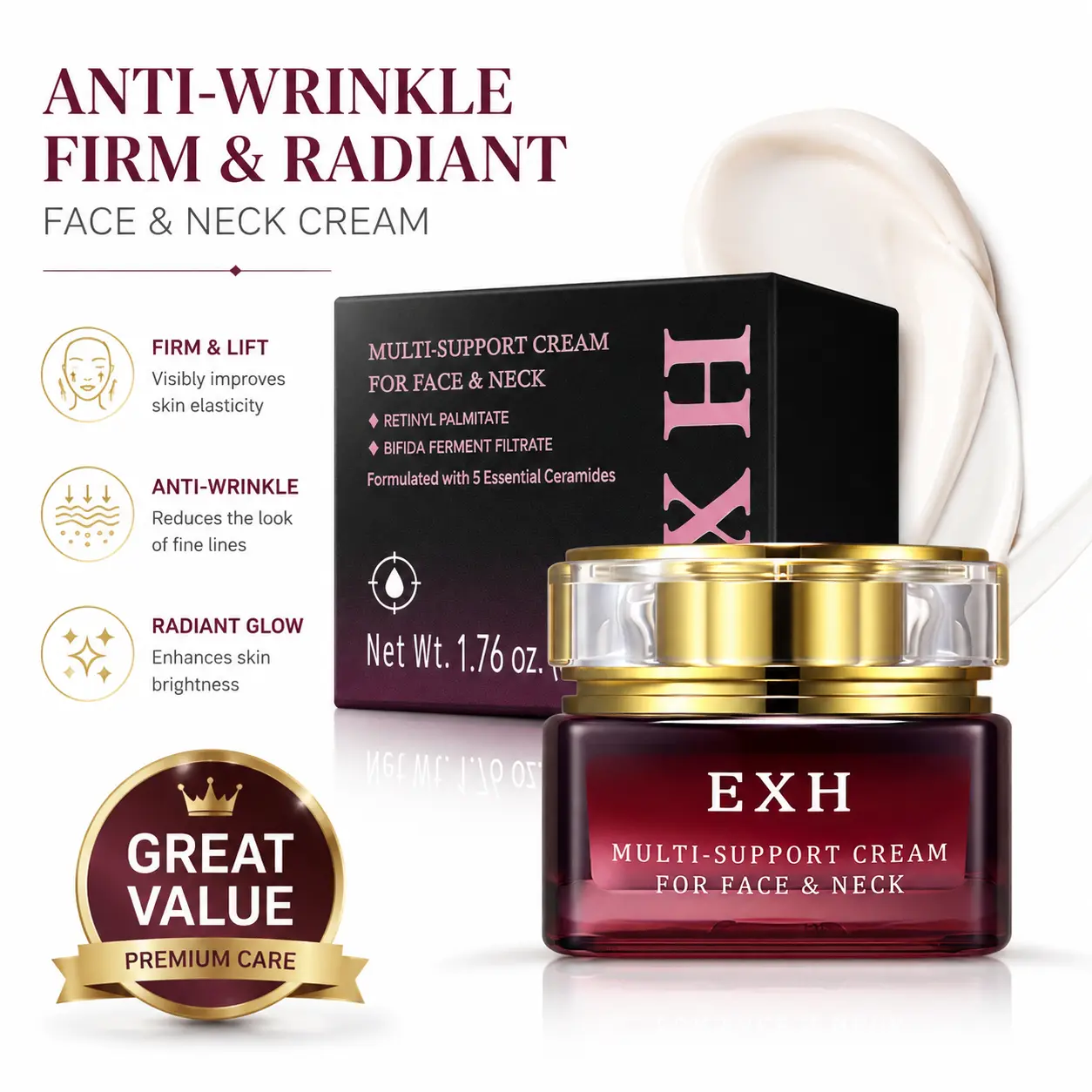 【Professional Grade】EXH Neck & Face Lifting Cream – Reduces Wrinkles, Firms Sagging Skin, and Restores Elasticity-B3