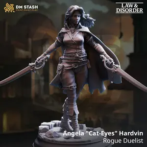 Angela Cat-Eyes Hardvin Rogue Duelist 3D-Printed Resin Miniature, Character Figure Miniatures, DM Stash Home Decor Statue, 3D-Printed Resin Miniatures