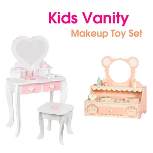 Kids Makeup Vanity Set with Mirror & Drawers – Girls’ Dressing Table & Makeup Toy, Perfect Gift for Girls