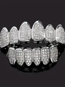 Hiphop Fashion Copper Zirconia Decorative Props, Shiny Stage Accessories for Nightclubs, Unisex Party Wear Jewelry Gift