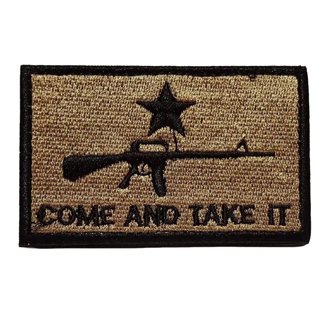 Come And Take It Tactical Patch w/ Hook & Loop Backing - Black/Tan