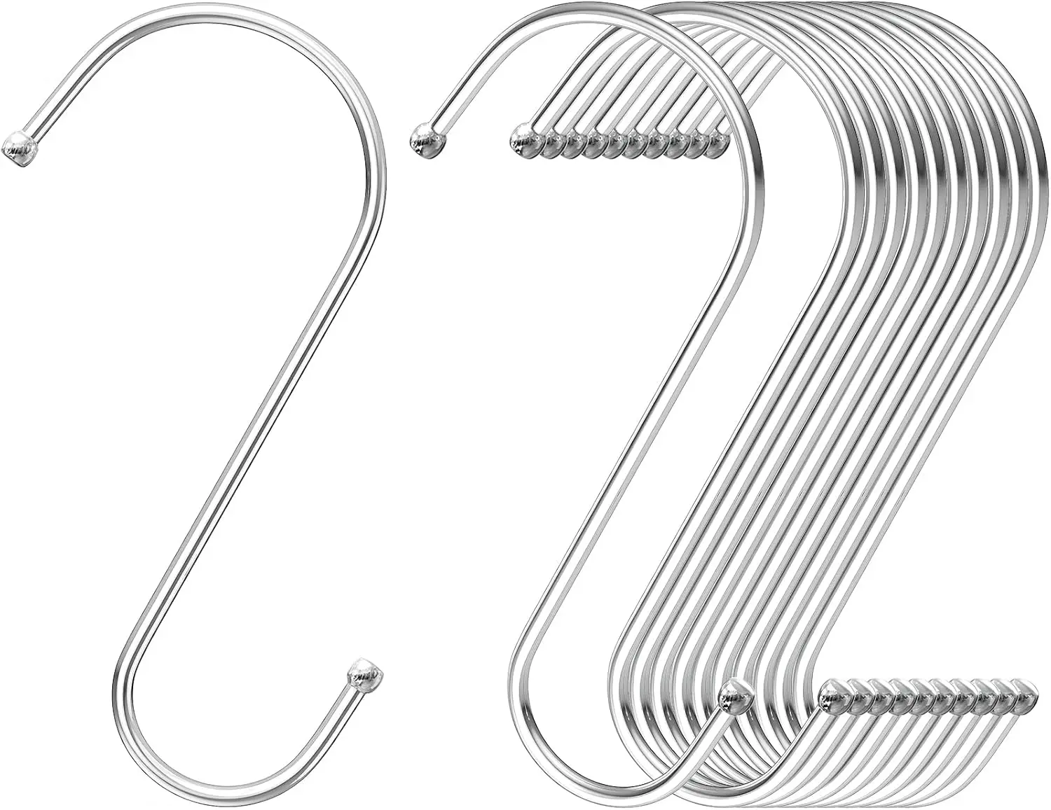 Large S Hooks, 6 Inch Metal Hanging  Hooks, Reversible, Heavy Duty, , 12 count
