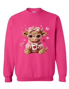 Valentine Highland Cow on Faux yarn on a gildan sweatshirt Valentine Highland Cow on Faux yarn on a gildan sweatshirt