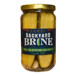 Dill Pickles - Dill Death Do Us Part Garlic Dill Pickle Halves, 16 oz Jar, 6-Pack