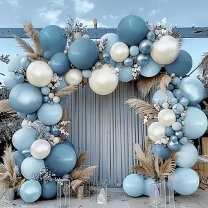 Dusty Blue Balloon Garland Double Stuffed Slate Pastel Blue White Sand  Balloon Arch Kit for  Shower Birthday Bridal Shower Wedding Graduation Party Decorations