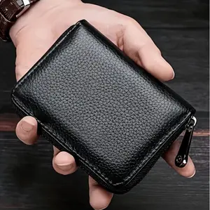 Ultra-Thin RFID Blocking Wallet - Minimalist Design with 20 Card Slots & 2 ID Slots - Secure Zipper Closure - Scratch & Spill-Proof PU Material - Compact & Travel-Friendly for Men & Women