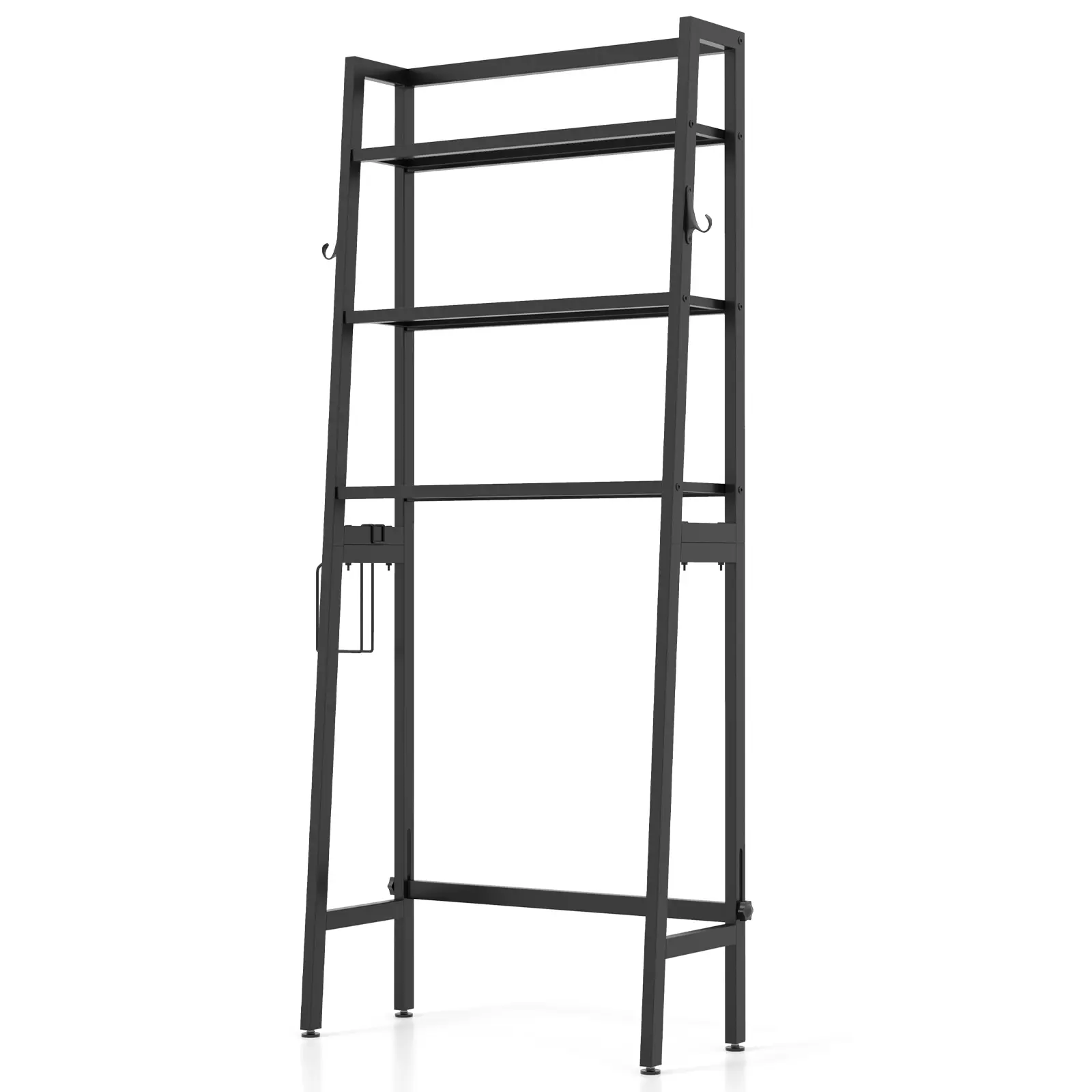 COSTWAY - 3-Tier Over The Toilet Storage Shelf with Adjustable Bottom Bar-Black