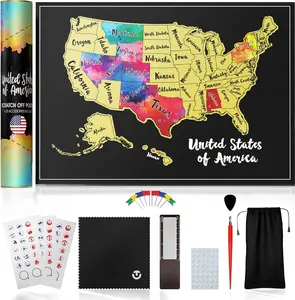 Scratch Off Map of , 12x17 Inch Travel Map With 25  Accessories, Colorful  for Travelers