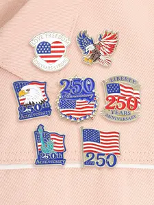 USA 250th Anniversary Enamel Pins American Flag Bald Eagle Statue of Liberty Independence Day Alloy Brooches Brooch Set Lapel Backpack Clothing Decor Badge Fashion Jewelry Accessories Gifts for Friends