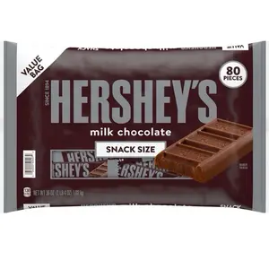 HERSHEY'S Milk Chocolate Bars, Snack Size, 80 pcs. Bonbon Dessert easter day Creamy Flavor