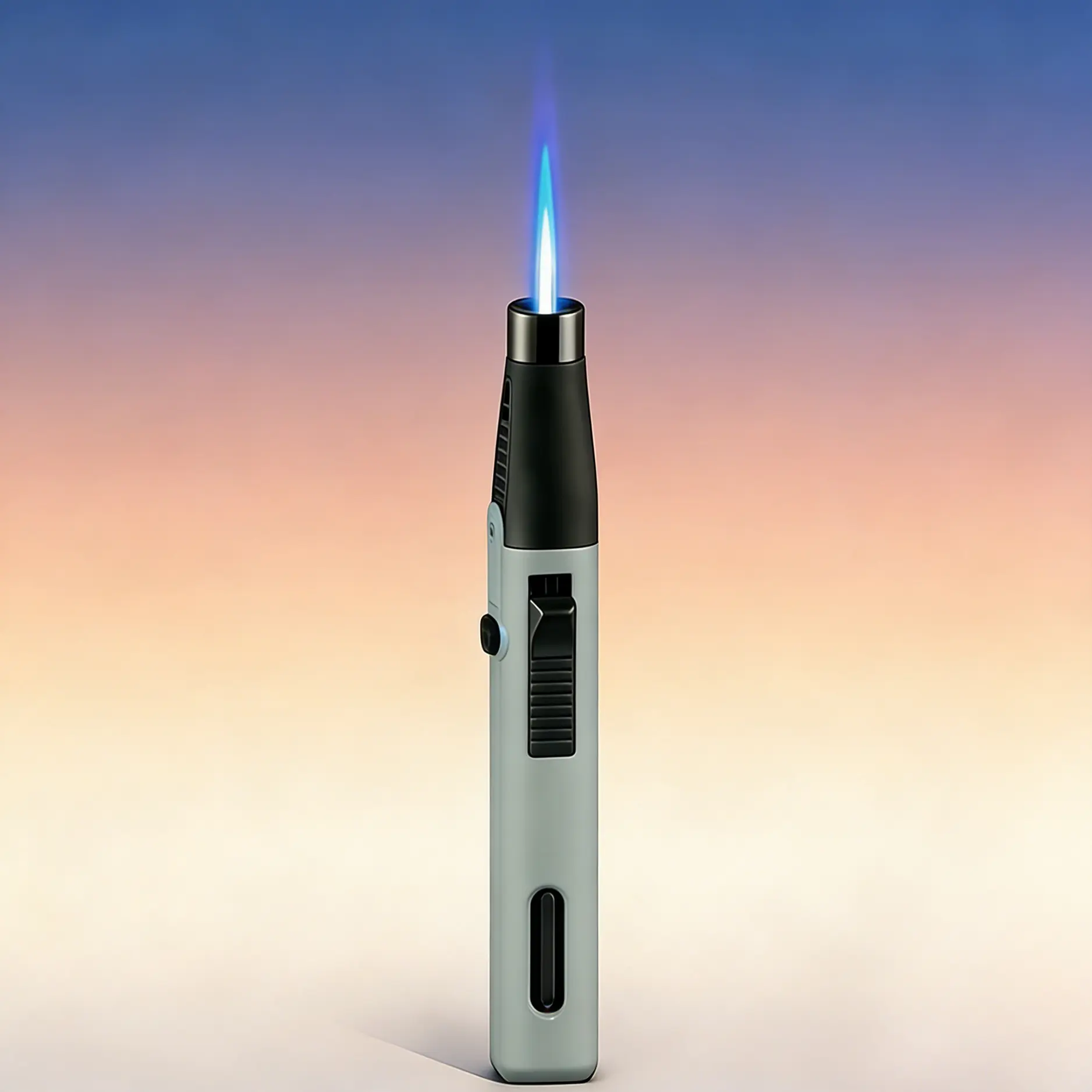 1300° Blue Flame Lighter (Butane-Free, Smokeless), Windproof Flame Stays Steady Outdoors, Mini Refillable Metal Lighter Accessories, Suitable for Charcoal Grills & Candles, Gift Box Packaging