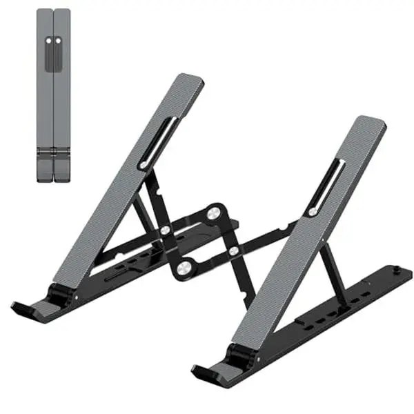 Adjustable Laptop Stand Portable Foldable Riser | Ergonomic Ventilated Cooling Holder for 10–15.6” Laptops & Tablets | Anti-Slip Desk Stand for MacBook, Dell, HP, Lenovo