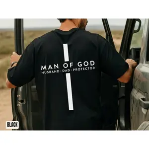 Man of God Tee |   Husband Dad Protector |   Fathers Day Cross Christian Shirt