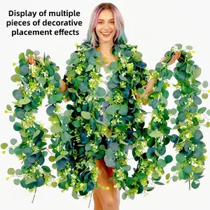8Pcs Eucalyptus Garlands 70" Each Artificial Foliage with Silver Dollar & White Flowers Versatile Hanging Decor for Home Weddings Parties Christmas Easter Outdoor Decorations