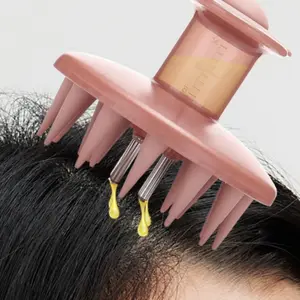 Scalp Care Massager Brush with Oil Dispenser, Silicone Hair Treatment Tool for Nourishing Hair and Scalp, Relaxing Head Massager