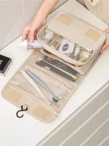 Foldable Hook Bag, Multi-Pocket Travel Organizer, Single Pack, Ideal for Makeup Storage, Compact and Portable Design, Travel Cosmetic Bag