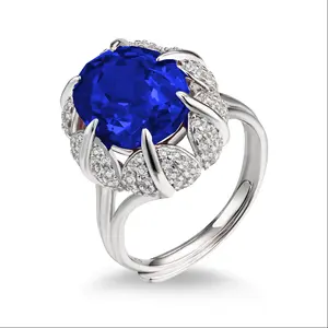 Loysun Exquisite Lotus Ring | Symbol of Purity & Royal Elegance, Features Lab-Grown Ruby/Blue Sapphire/Emerald, Sterling Silver 925 Statement Gift for Women