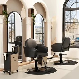 Baasha Luxury Black & Gold Salon Chair | Upgraded High-Resiliency Comfort Cushion | 360° Swivel & Hydraulic Height Adjustable | Scratch-Resistant PU Leather | Heavy Duty Metal Base Professional Styling Chair for Hair Stylists & Beauty Salons