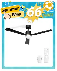 Ceiling Fans with Light, 52 Inch Low Profile Ceiling Fan with Light and Remote, Flush Mount, Reversible, Low Noise, Black Gold, Dimmable, 1/4/8 Timer, Ceiling Fan for Dorm, Indoor Use