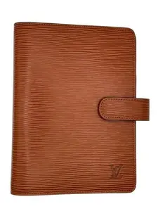 Pre-owned Louis Vuitton Leather Agenda Epi Brown MM W/ Inserts/Paper Perfect For Daily Use