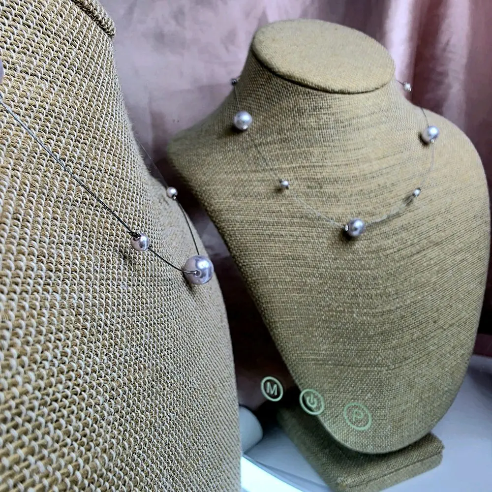 Floating Pearl Necklace for Women, Minimalist Single Pearl Choker on an Invisible Cord - Elegant, Versatile Daily Wear Jewelry, Pncreations, Casual, Female, Floating Pearls