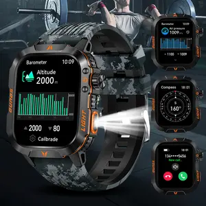 New Men's Smart Sports Watch With LED Lights Wireless Calling, Message Reminders, Sports Mode, Voice Assistant, Weather Push, Stopwatch, Timer, Stopwatch And Other Functions, Smartwatch For Men, Compatible With Android And iPhone Phones