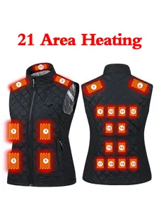 Smart USB Heated Women's Vest, Adjustable Temperature, 21 Heating Modules, Argyle Pattern, Sporty Style, Fall & Winter Wear