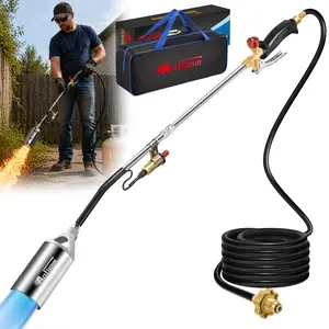 ARTFLAMM Mothers Day Gifts, Propane Torch Weed Burner with 10 ft Hose, Adjustable High BTU Self Igniting Flamethrower, Heavy Duty Turbo Blow Torch For Garden, Wood, Melting Ice, Snow(PROPANE TANK NOT INCLUDED)