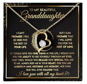 To My Granddaughter Necklace Gift From Grandma Grandmother or Grandpa Grandfather With Heartfelt Message Card and Gift Box, Necklace for Granddaughter, Jewelry Necklace Gifts For Granddaughter on Birthday, Graduation, Wedding, Christmas or Any Special Day
