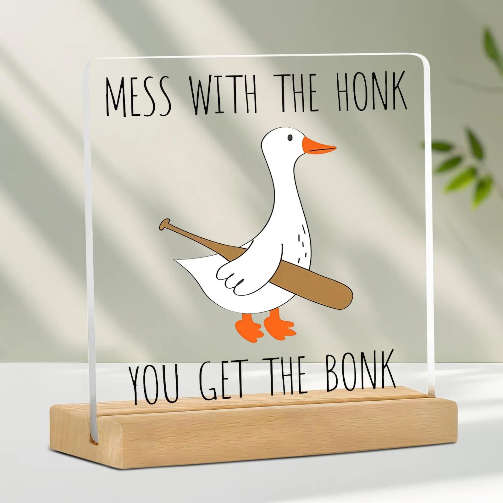 Funny Duck Design Desk Sign, Wooden Desk Decorative Ornament, Desk Decoration for Home Office, Gift for Colleague, Friend, Humorous Gift