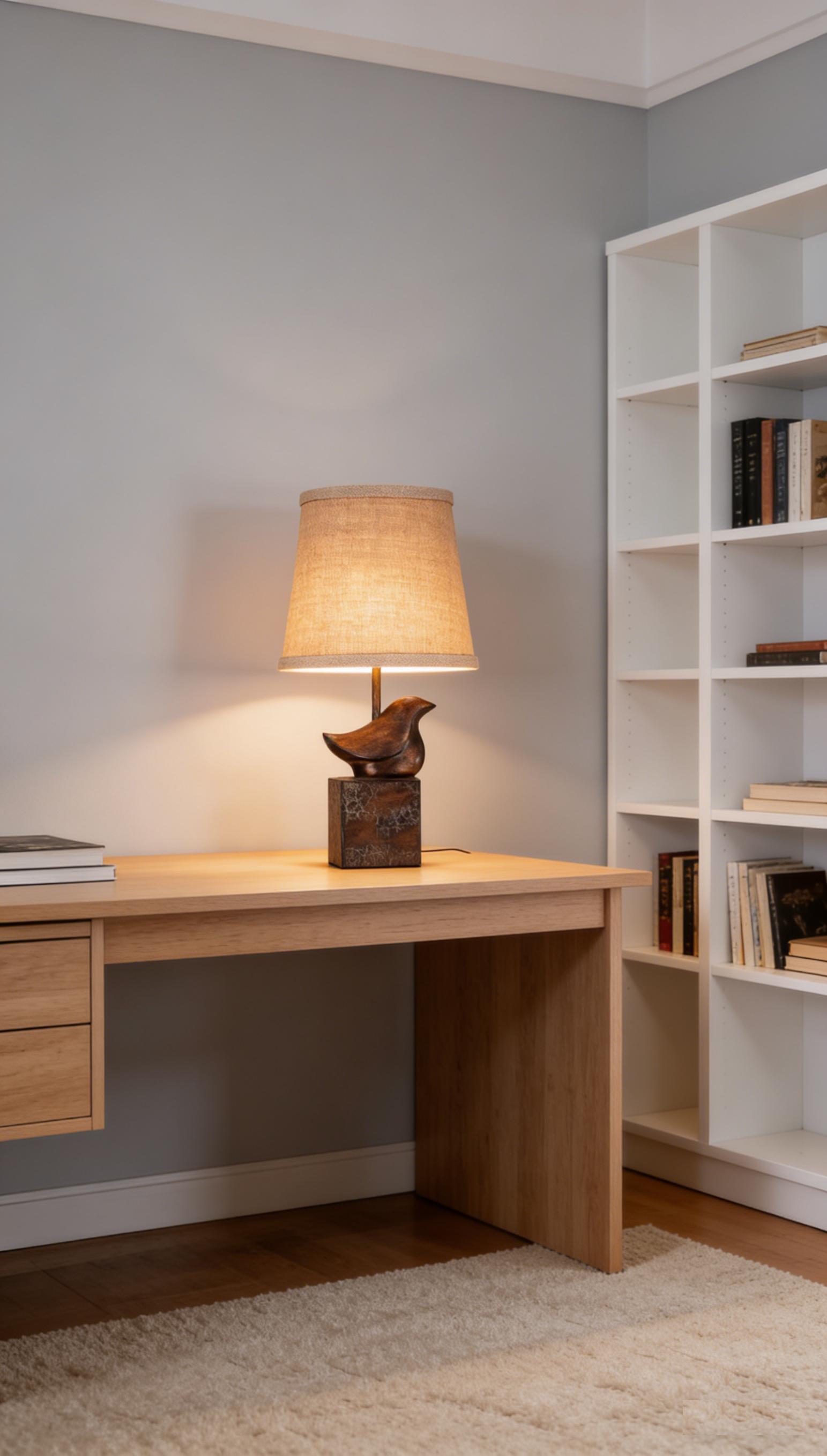 15"Resin Table Lamps for Living Room Country Cottage Farmhouse Lamp for Bedroom Tree Trunk Wood Grain with Oatmeal Fabric Round Shade Vintage Rustic Traditional Nightstand Bedside Lamp