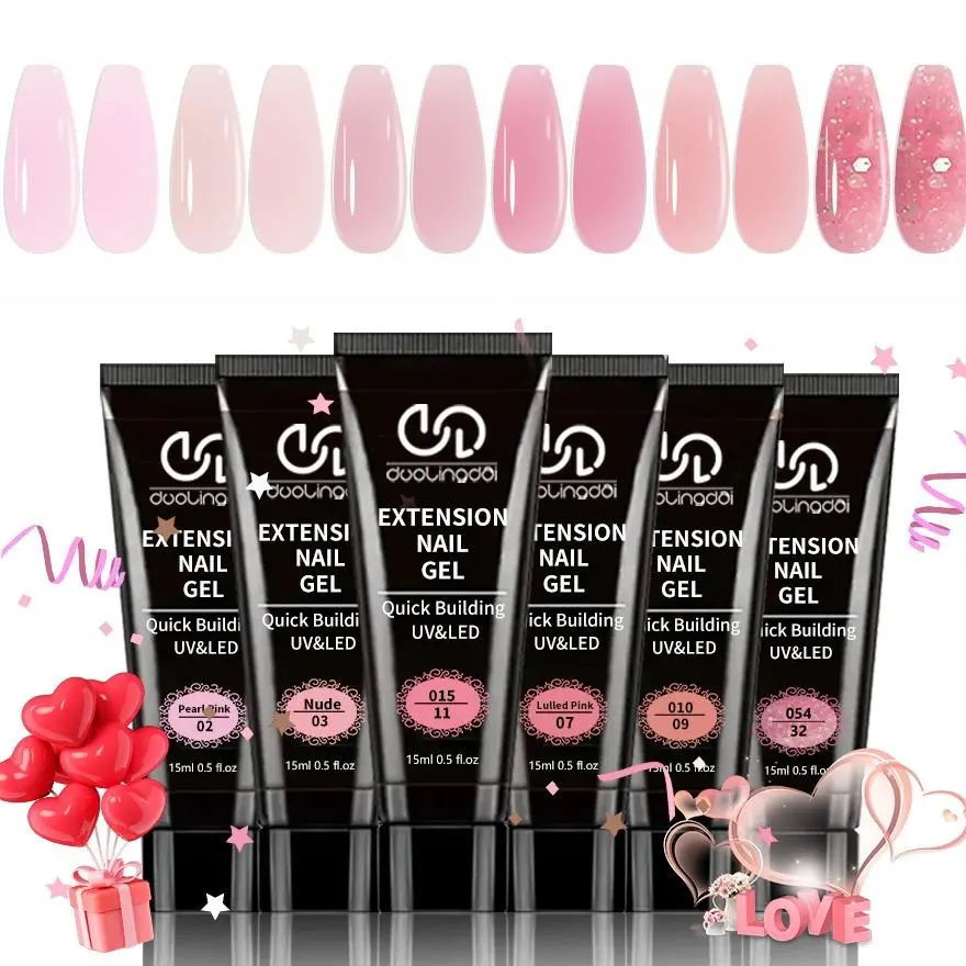 Solid Color Poly Gel Nail Kit, 6pcs Extension Gel for Nail Extensions, Professional Nail Art Kit for Women & Girls, Nail Manicure Kit, Nail Care, Polygel Nail Kit, Poly Gel Set