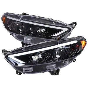 2013-2016 Ford Fusion Switchback Sequential Turn Signal Projector Headlights (Glossy Black Housing/Clear Lens)