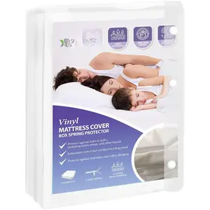Size -Free Heavy Duty Vinyl Box Spring and Mattress Cover - , Anti-Bed  and Allergen-proof, Zippered Encasement - 39" x 75" x 9" Deep - Durable Protection
