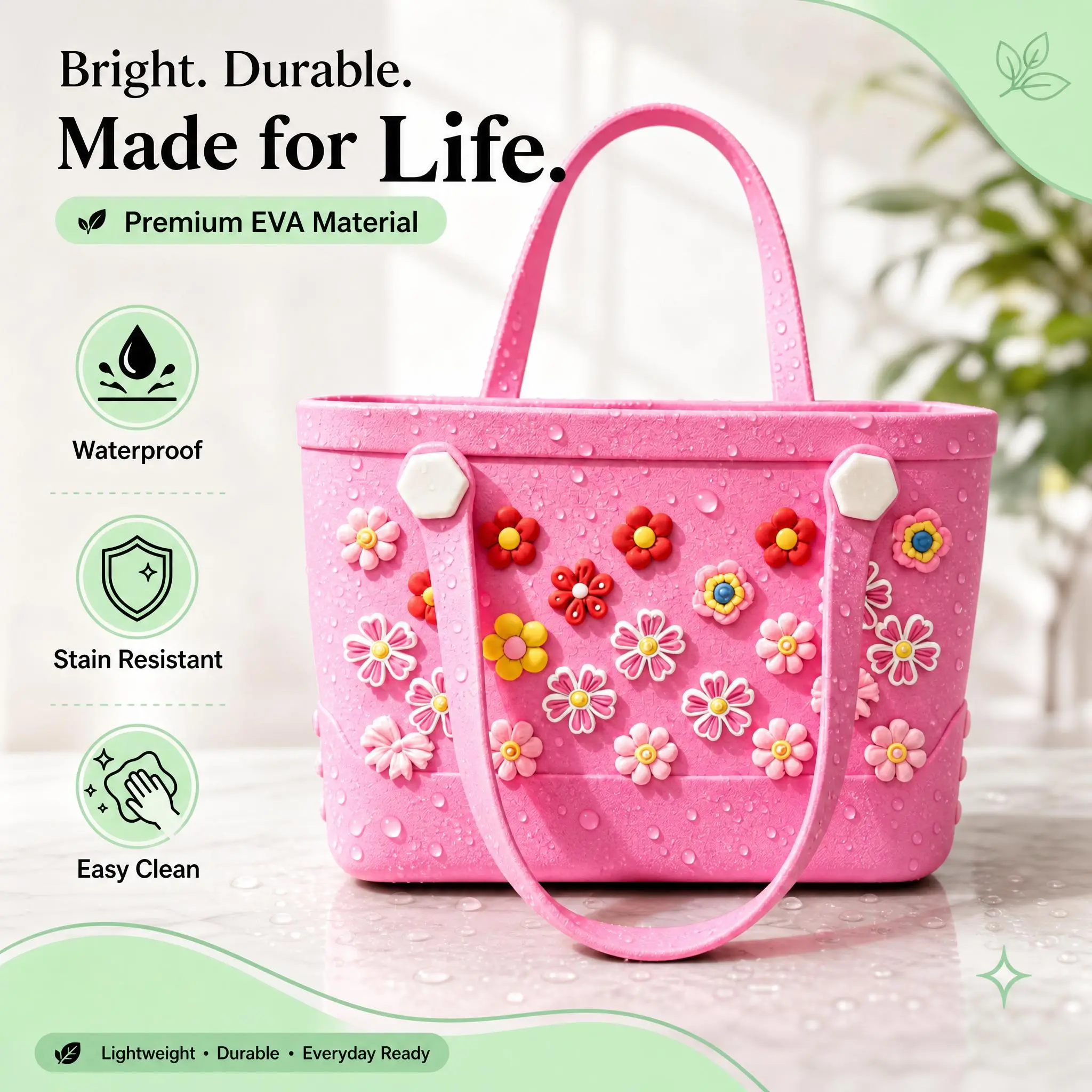 Stain-Resistant EVA Beach Tote for Moms - 28x11x21cm Durable & Waterproof Everyday Carry-All for Park, Beach & Errands