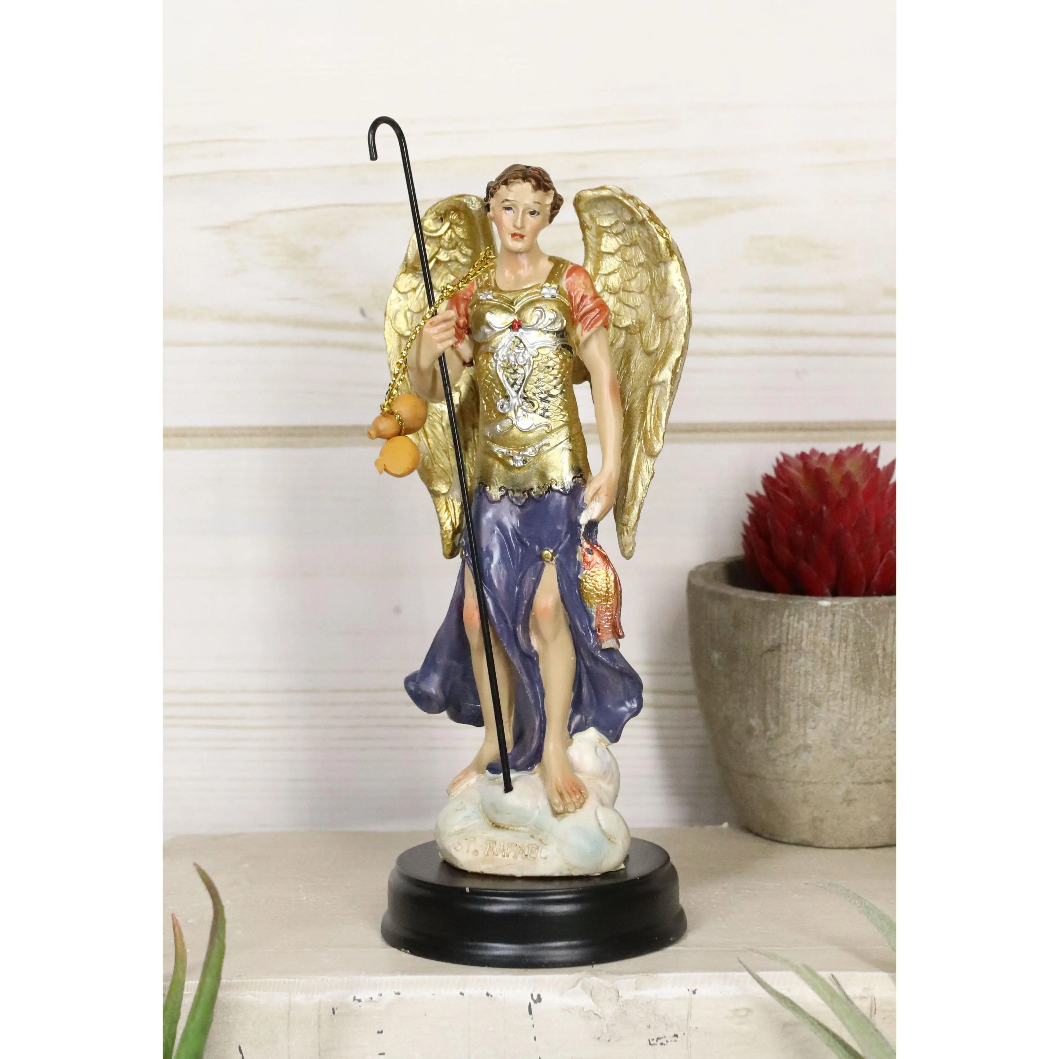 5" Resin Archangel Raphael Figurine - God's Healing Holy Religious Decoration, Home Decor Ornaments, Altar Sculpture