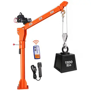 【Super Brand Day】VEVOR Electric Truck Crane, 1100 lbs Pickup Truck Crane with 12V 3000 lbs Electric Winch, 360° Rotating Telescopic Boom, Premium Galvanized Steel, Foldable Pickup Bed Jib for Machine Lumber Lifting,DEALS FOR YOU