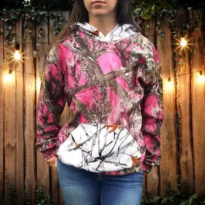 Women's Hooded Hoodie Camo Sweatshirt Pink Fleece Womenswear