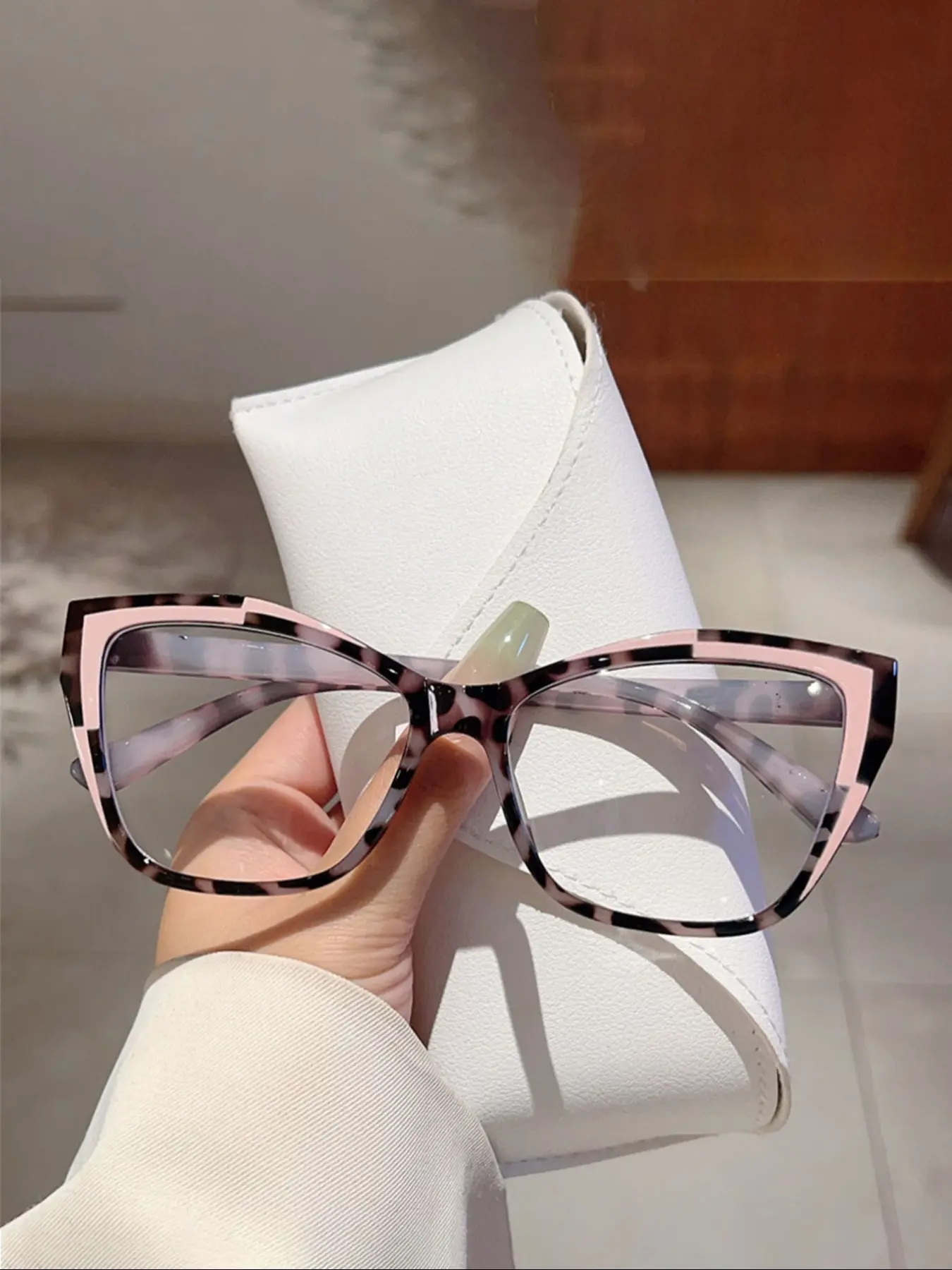Unisex Fashion Vintage Cat-Eye Glasses, Casual Leopard Pattern, Plastic Frame, All Seasons, Street Style Accessories, Leopard Pattern Eyeglasses